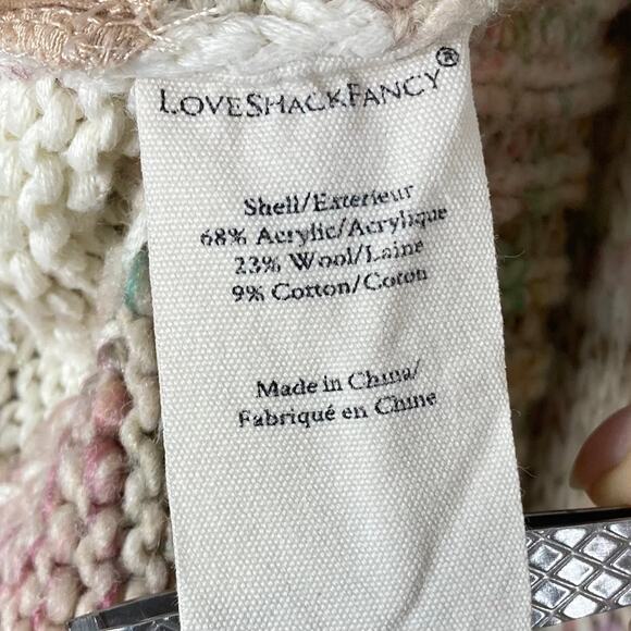 Nwot LOVESHACKFANCY Cardigan M Pink White-Hearts Gold-Snap-Up Wool Cotton Pocket - Picture 13 of 16